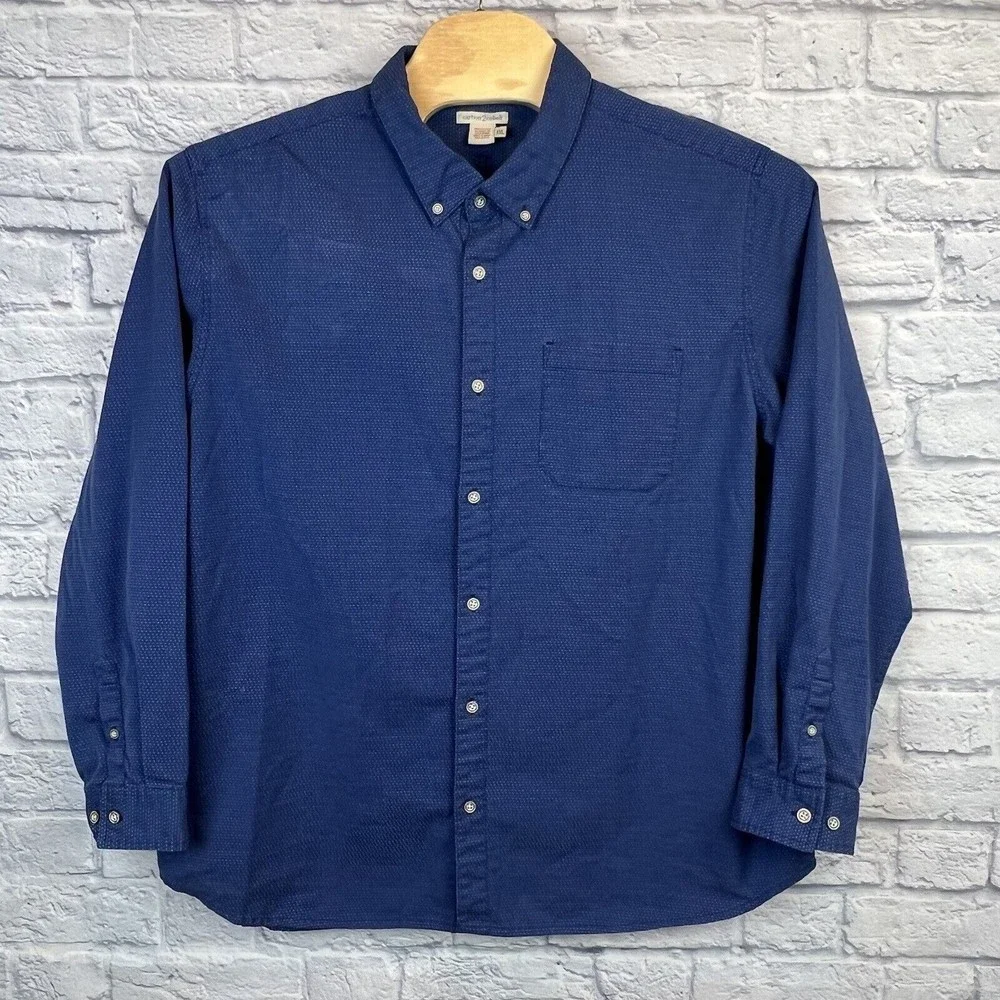 Carbon 2 Cobalt Mens Blue Polka Dots Button Down Long Sleeve Casual Shirt Sz 2XL